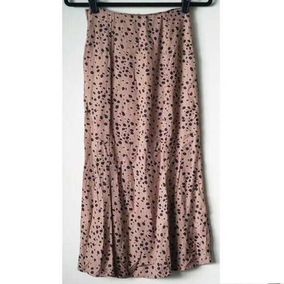 Abercrombie & Fitch Viscose A-line Flare Midi Skirt XSP Cheetah Animal Tan Black - Picture 2 of 7